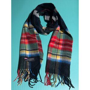 Beonon100%CASHMERE Scarf Made in Scotland Plaid Black/Red/Green/blue/yellow Soft